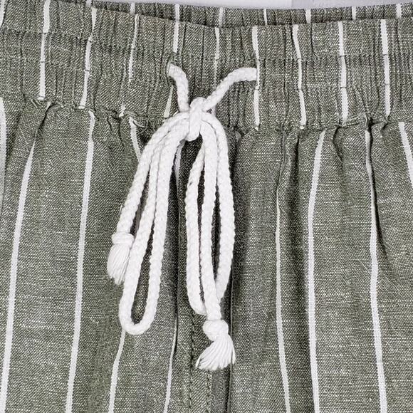 Beach Lunch Lounge Womens Olive WTB1861 Linen Wide Leg Cropped Pants Size Small - Picture 3 of 7